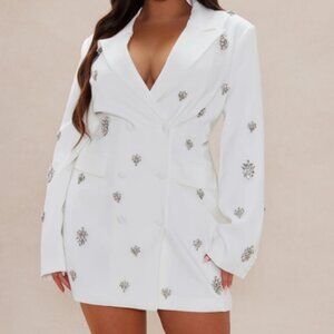 Embellished Blazer Dress Rhinestone